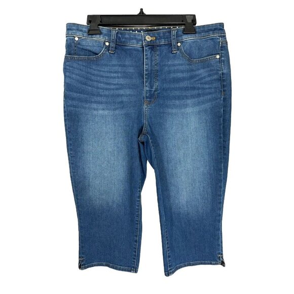 Talbots Jeans Womens 12 Blue Pedal Pusher Capri Jean Denim Comfort Stretch - Picture 2 of 9